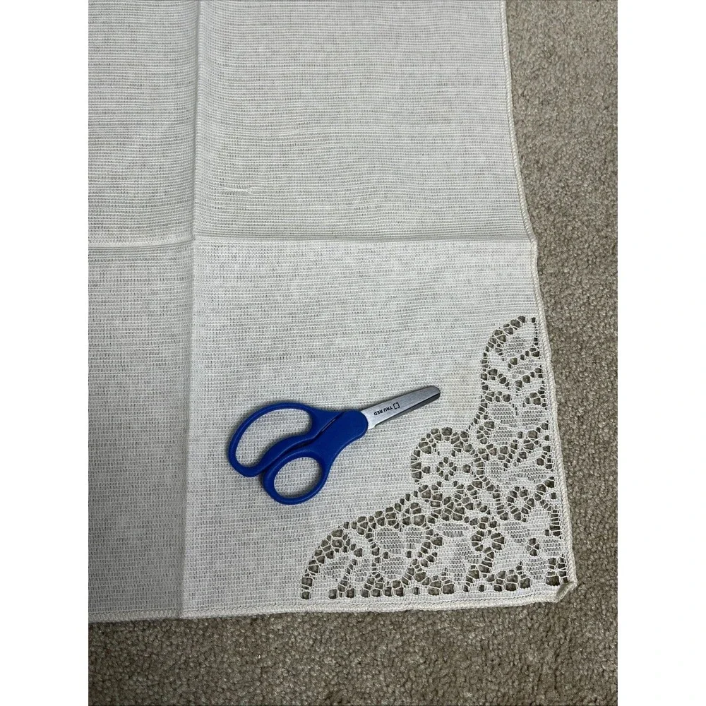 7 VTG Ivory Damask‎ Napkins 16x16” Elegant Woven Floral Border Linen Table Linen